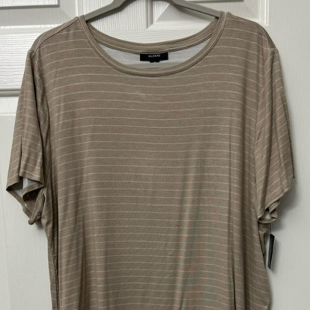 Alfani Women's Striped Top 2X Beige